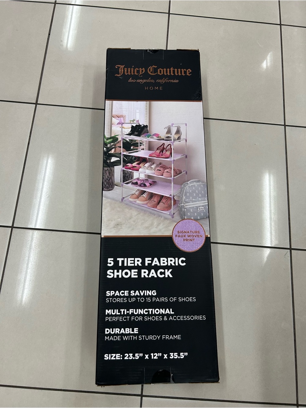 Juicy couture shoe rack that  holds 15 pairs of shoes